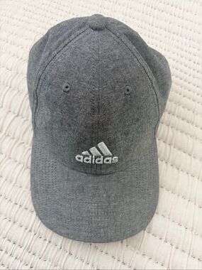 Adidas Gray Cotton Baseball Cap Adjustable Strapback Embroidered Logo